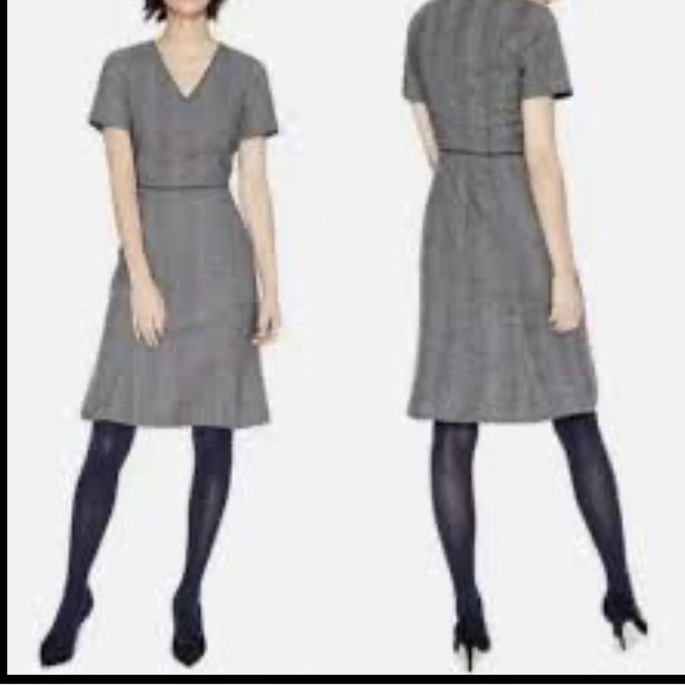 Boden British Tweed Navy Blue Wool Dress UK 8 US 4R
